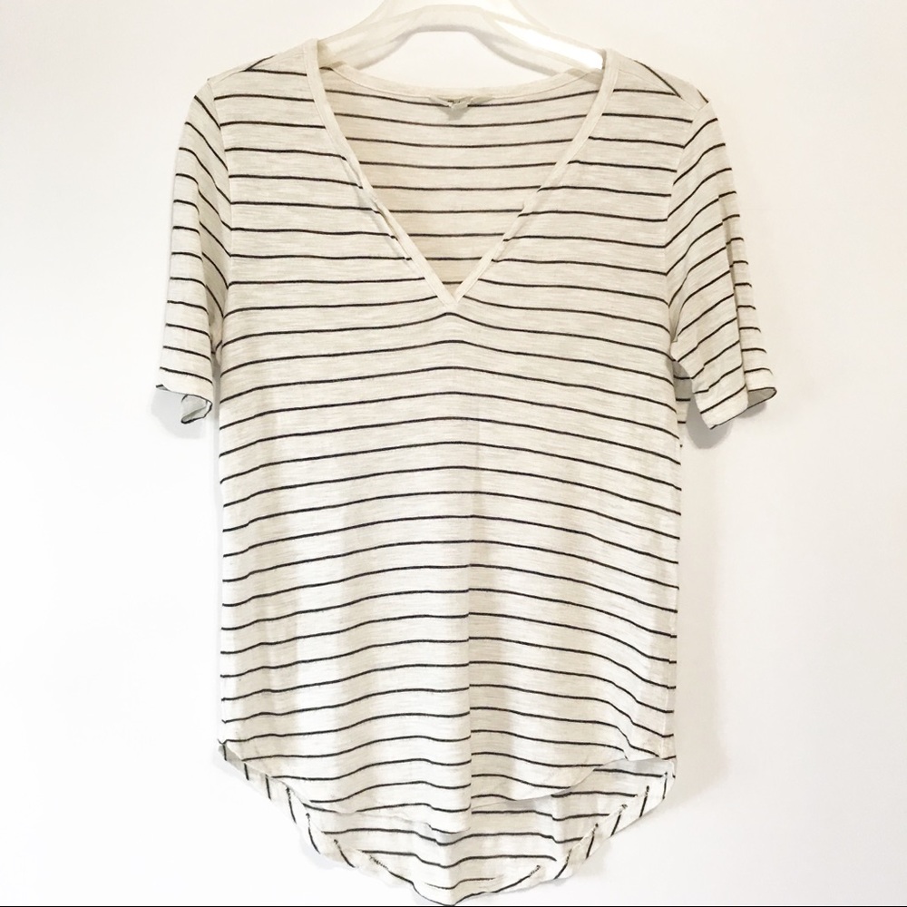 Madewell Long Vneck Striped Shirt